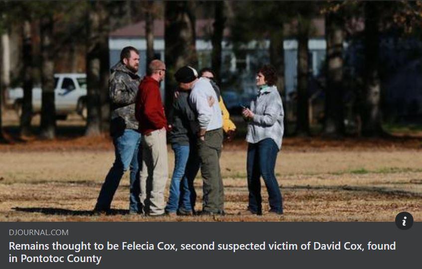 Family members of Felecia Cox gathered in a field in Pontotoc County